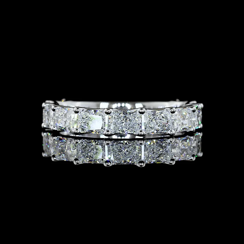 14K White Gold 3/4 Eternity Band with East-West U Prong Set Radiant Cut Lab Diamonds - 2.36 Carats Total Diamond Weight - Covaloro Fine Jewelry