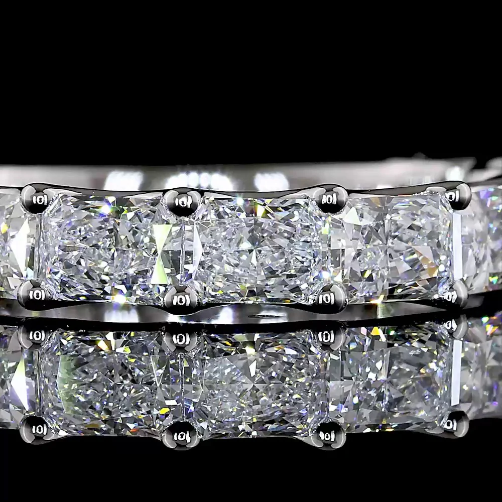 14K White Gold 3/4 Eternity Band with East-West U Prong Set Radiant Cut Lab Diamonds - 2.36 Carats Total Diamond Weight - Covaloro Fine Jewelry - Image 2