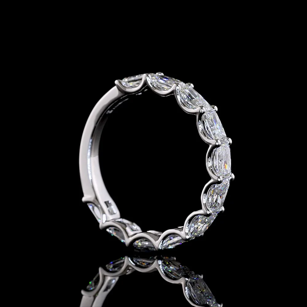 14K White Gold 3/4 Eternity Band with East-West U Prong Set Radiant Cut Lab Diamonds - 2.36 Carats Total Diamond Weight - Covaloro Fine Jewelry - Image 3