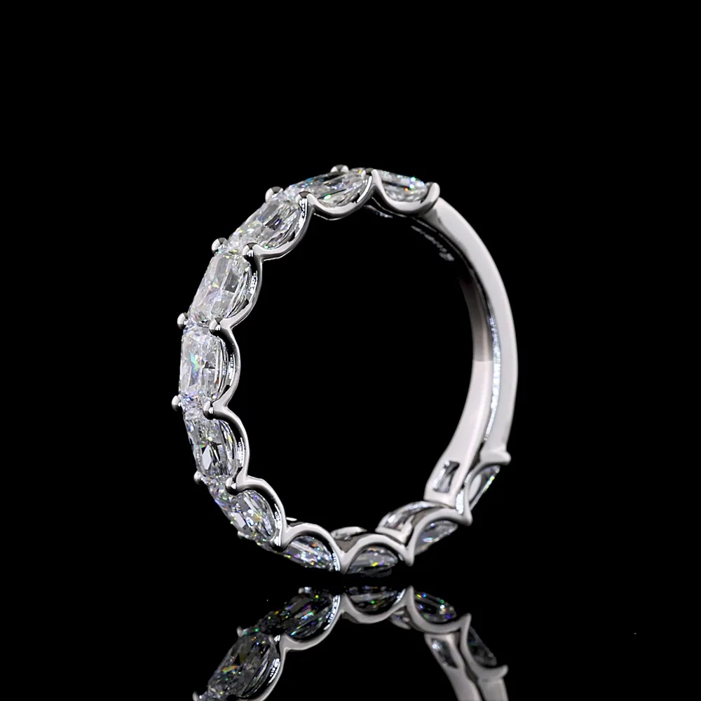 14K White Gold 3/4 Eternity Band with East-West U Prong Set Radiant Cut Lab Diamonds - 2.36 Carats Total Diamond Weight - Covaloro Fine Jewelry - Image 4