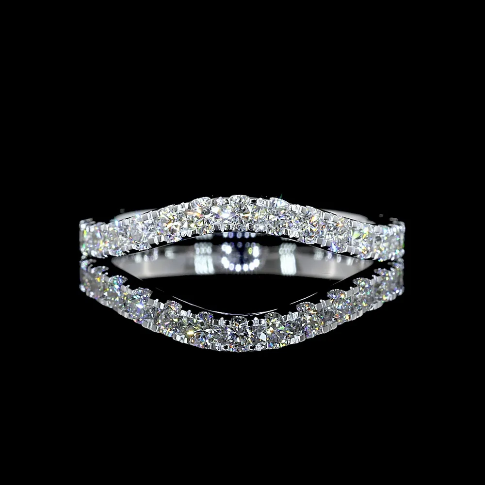 14K White Gold 3/4 Eternity Band with Micro-Pave Set Round Cut Lab Diamonds - 0.69 Carat Total Weight - Covaloro Fine Jewelry