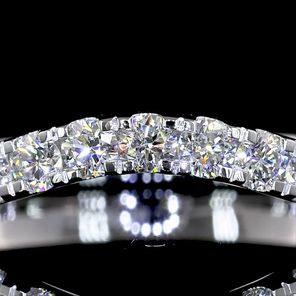 14K White Gold 3/4 Eternity Band with Micro-Pave Set Round Cut Lab Diamonds - 0.69 Carat Total Weight - Covaloro Fine Jewelry - Image 2