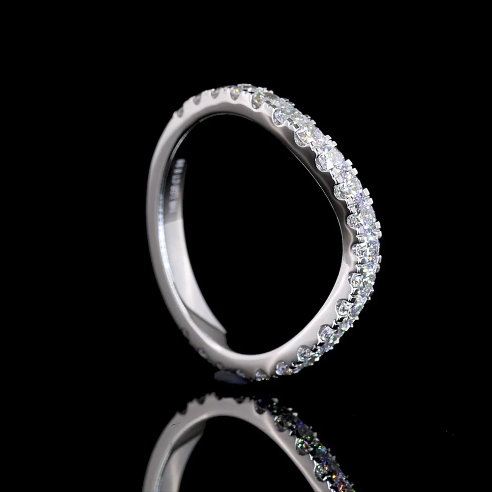 14K White Gold 3/4 Eternity Band with Micro-Pave Set Round Cut Lab Diamonds - 0.69 Carat Total Weight - Covaloro Fine Jewelry - Image 3