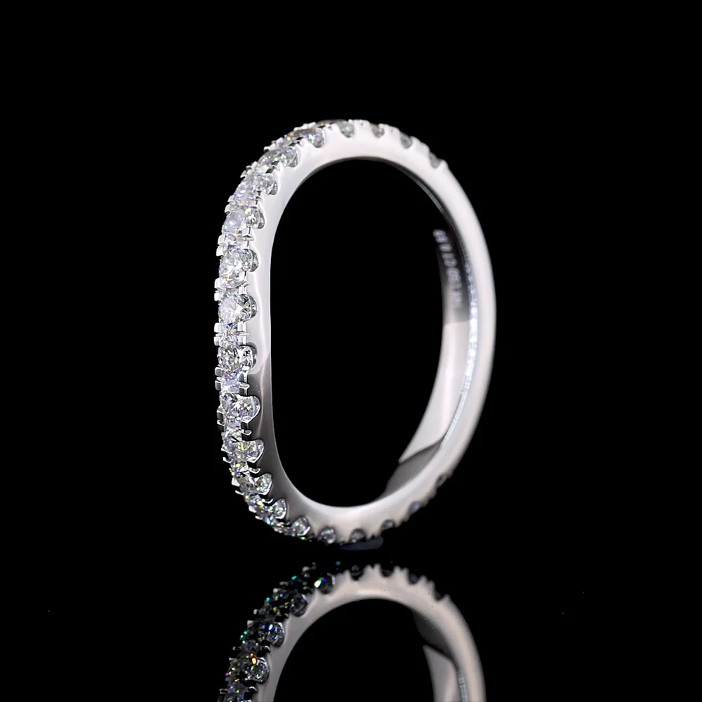 14K White Gold 3/4 Eternity Band with Micro-Pave Set Round Cut Lab Diamonds - 0.69 Carat Total Weight - Covaloro Fine Jewelry - Image 4
