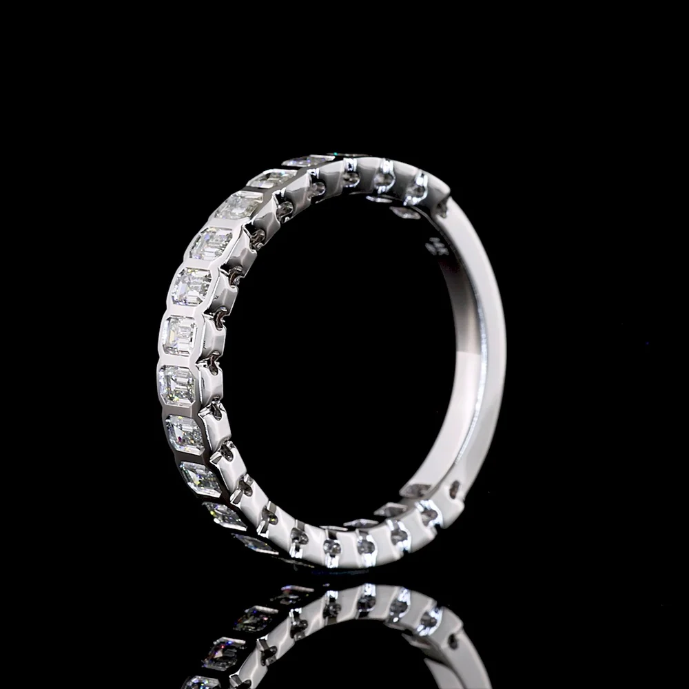 14K White Gold 3/4 Eternity Band with North-South Bezel Set Emerald Cut Natural Diamonds - 0.99 Carats Total Diamond Weight - Covaloro Fine Jewelry - Image 4