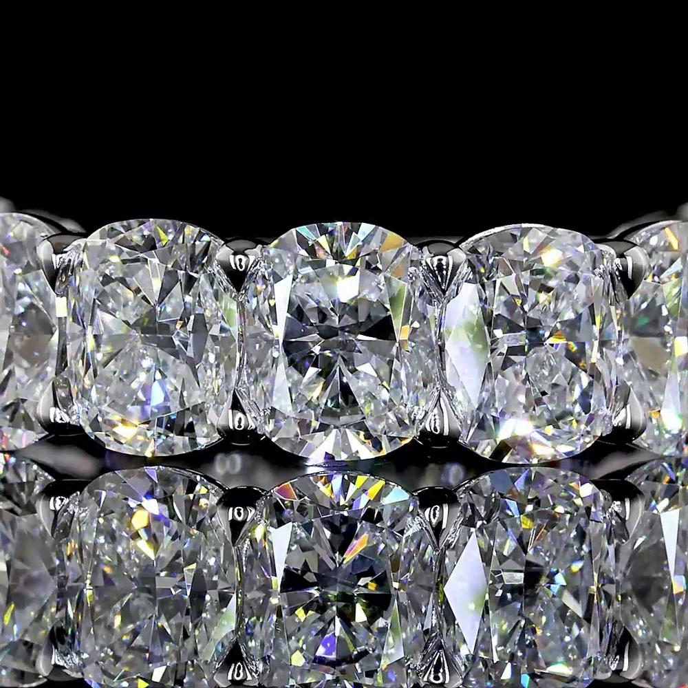 14K White Gold 3/4 Eternity Band with North-South Cushion Brilliant Lab Diamonds - 5.12 Carats Total Diamond Weight - Covaloro Fine Jewelry - Image 2