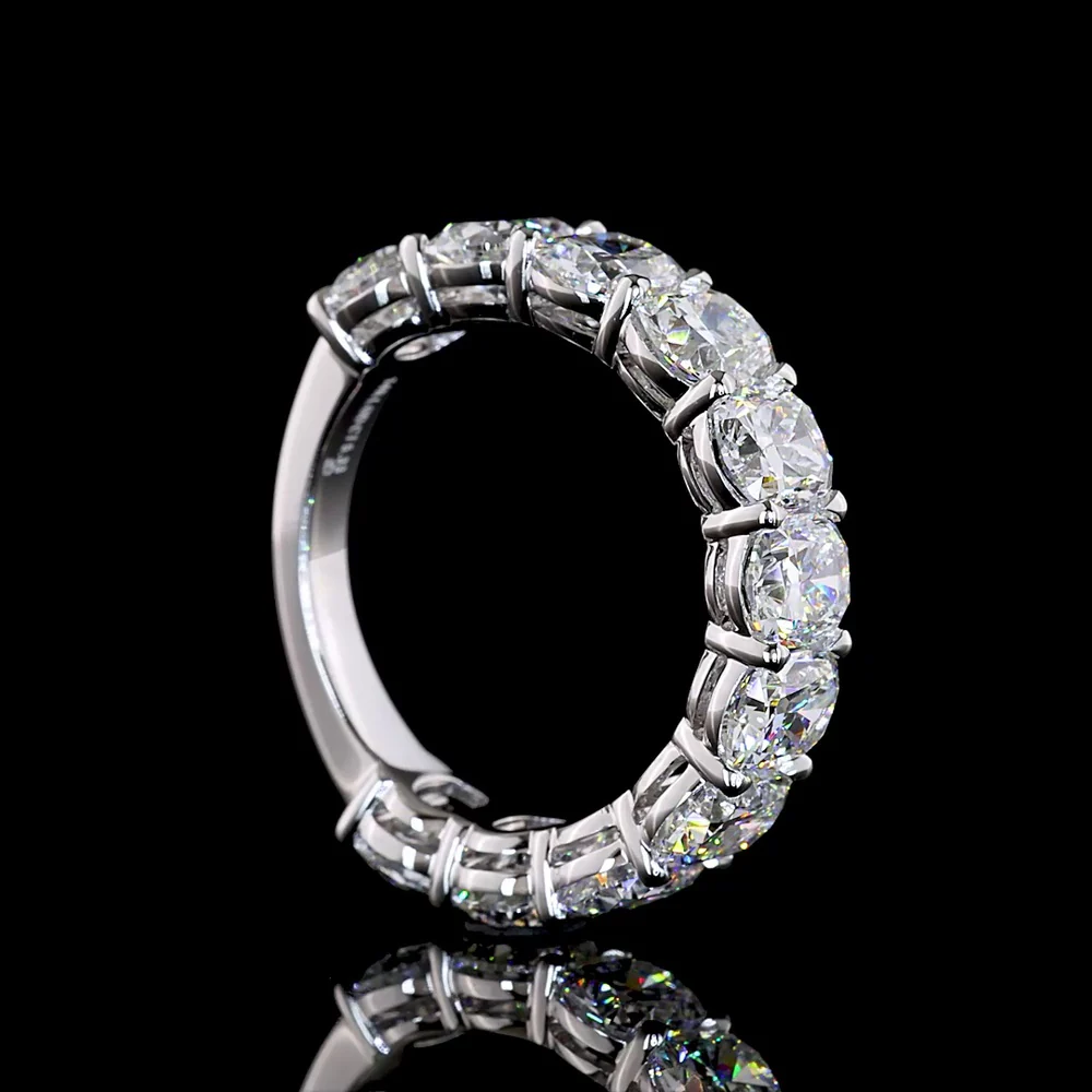 14K White Gold 3/4 Eternity Band with North-South Cushion Brilliant Lab Diamonds - 5.12 Carats Total Diamond Weight - Covaloro Fine Jewelry - Image 3