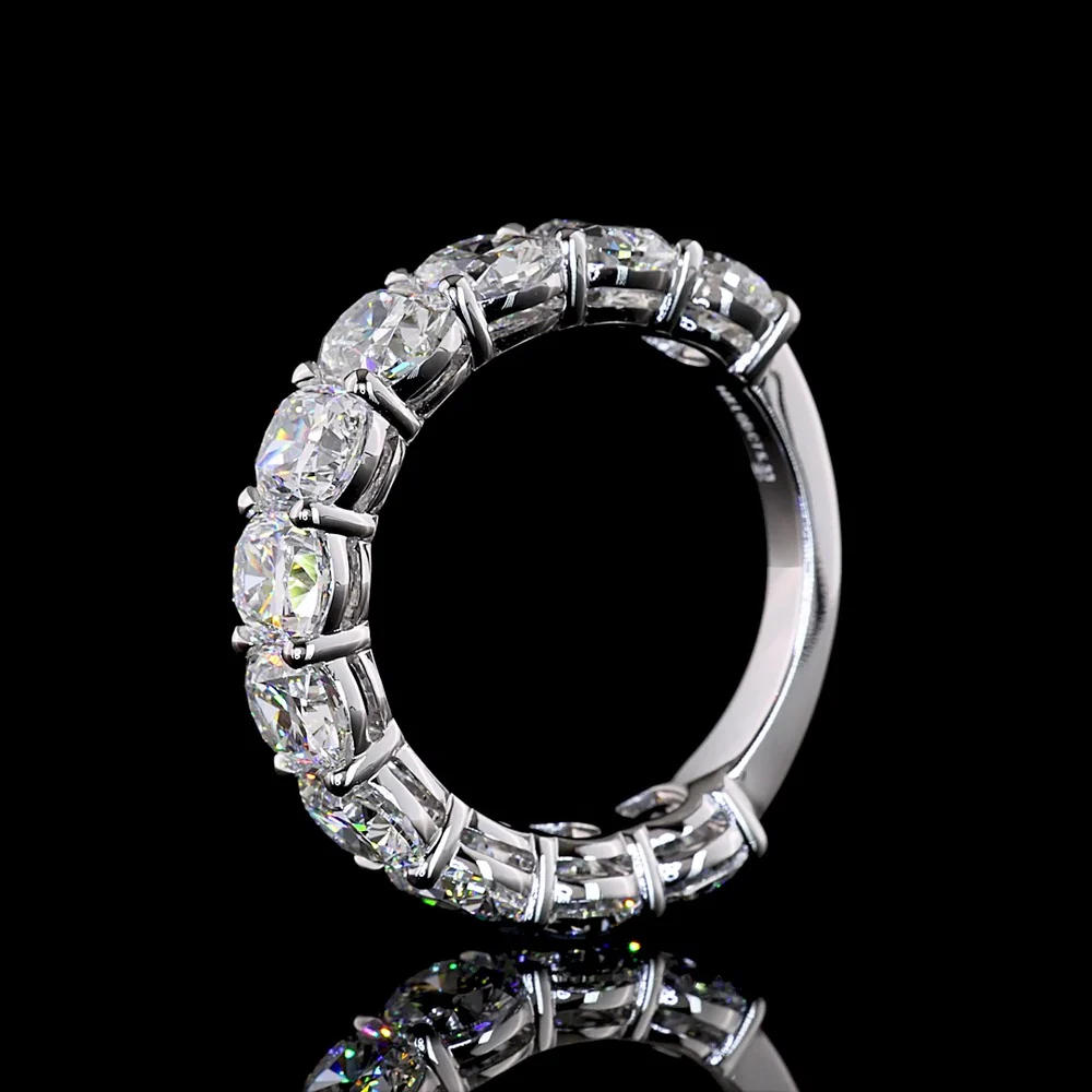 14K White Gold 3/4 Eternity Band with North-South Cushion Brilliant Lab Diamonds - 5.12 Carats Total Diamond Weight - Covaloro Fine Jewelry - Image 4