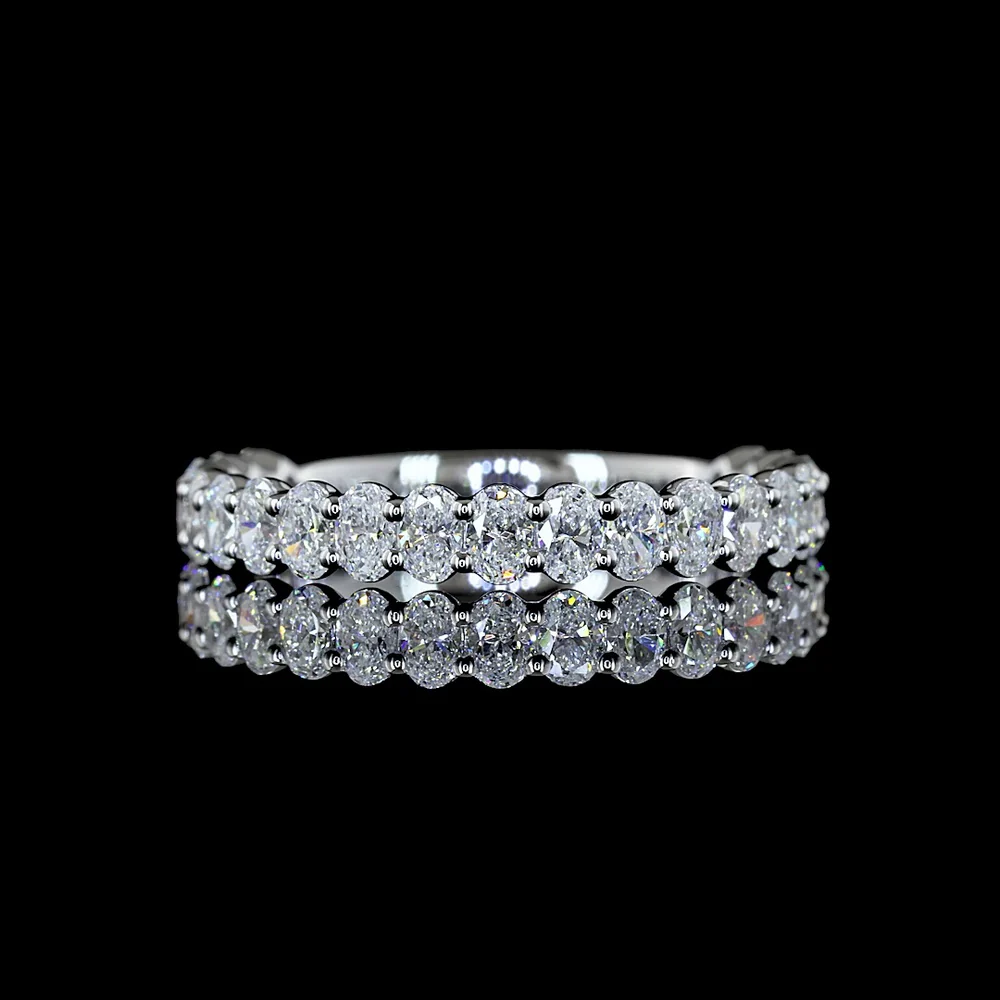 14K White Gold 3/4 Eternity Band with North-South Oval Cut Lab Diamonds - 1.06 Carat Total Weight, E-F Color, VS Clarity - Covaloro Fine Jewelry