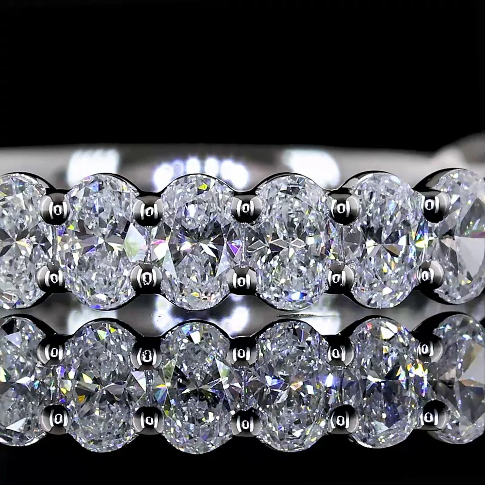 14K White Gold 3/4 Eternity Band with North-South Oval Cut Lab Diamonds - 1.06 Carat Total Weight, E-F Color, VS Clarity - Covaloro Fine Jewelry - Image 2