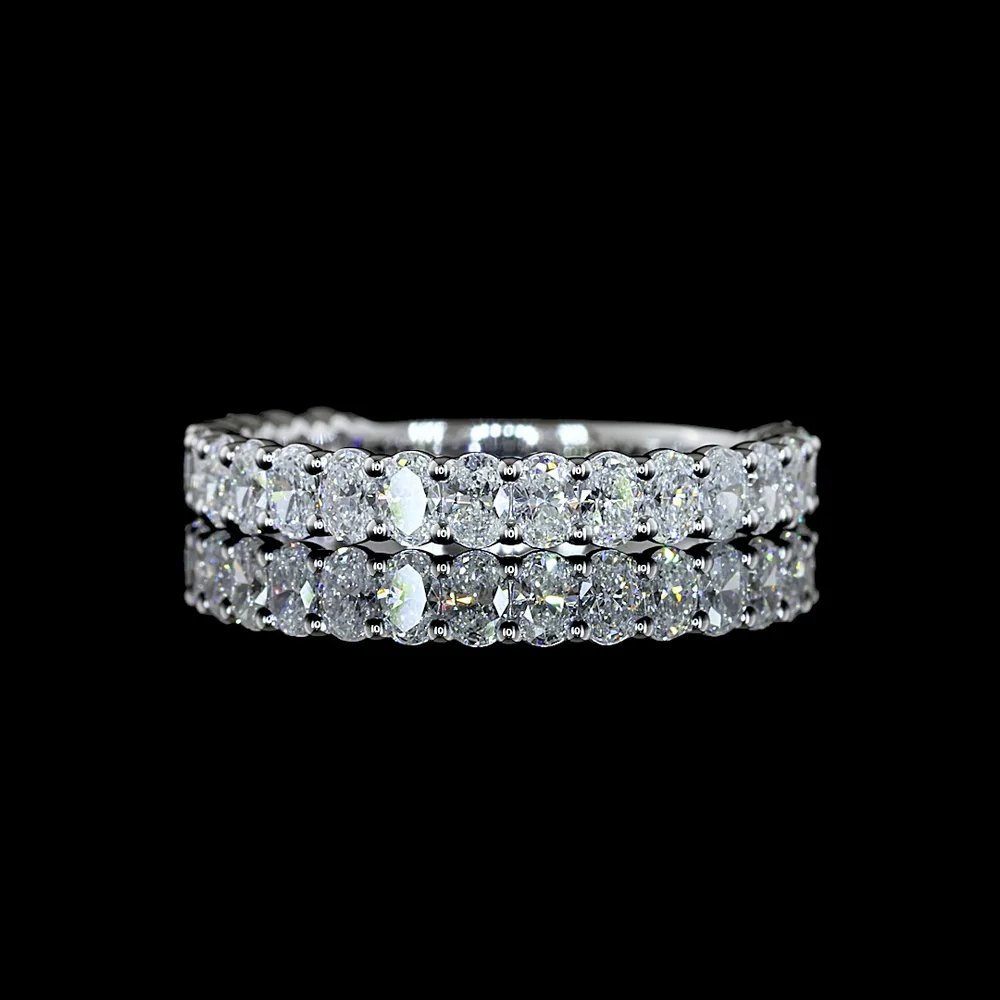 14K White Gold 3/4 Eternity Band with North-South Oval Cut Lab Diamonds - 1.12 Carats Total Diamond Weight (E-F, VS1) - Covaloro Fine Jewelry