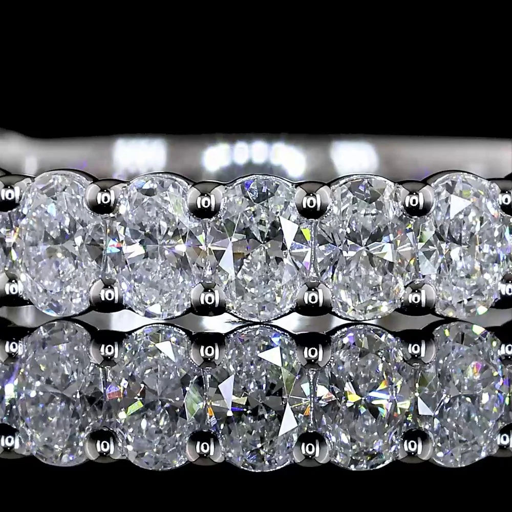 14K White Gold 3/4 Eternity Band with North-South Oval Cut Lab Diamonds - 1.12 Carats Total Diamond Weight (E-F, VS1) - Covaloro Fine Jewelry - Image 2