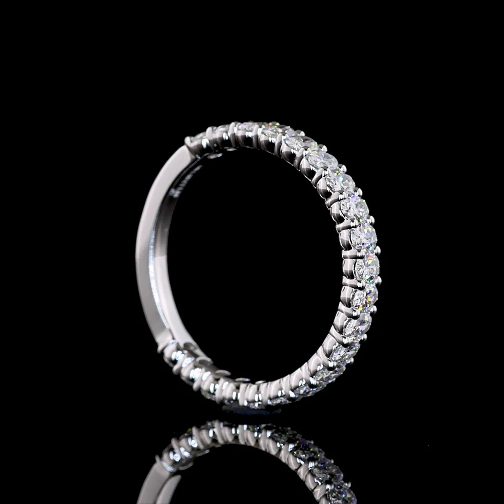 14K White Gold 3/4 Eternity Band with North-South Oval Cut Lab Diamonds - 1.12 Carats Total Diamond Weight (E-F, VS1) - Covaloro Fine Jewelry - Image 3