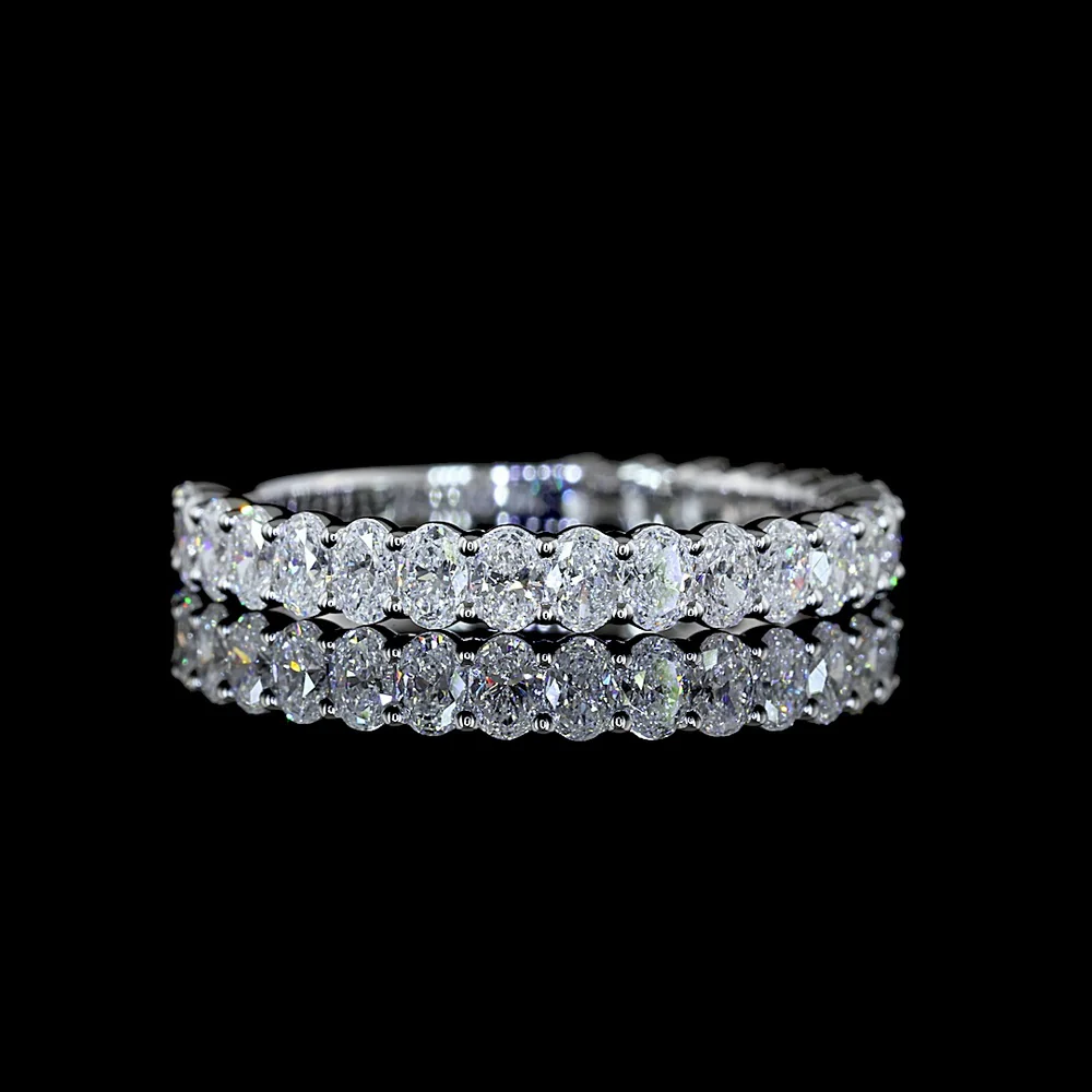 14K White Gold 3/4 Eternity Band with North-South Oval Cut Lab Diamonds - 1.17 Carat Total Weight, E-F Color, VS Clarity - Covaloro Fine Jewelry