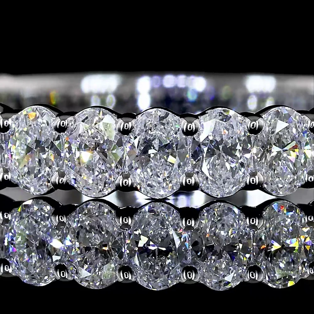 14K White Gold 3/4 Eternity Band with North-South Oval Cut Lab Diamonds - 1.17 Carat Total Weight, E-F Color, VS Clarity - Covaloro Fine Jewelry - Image 2