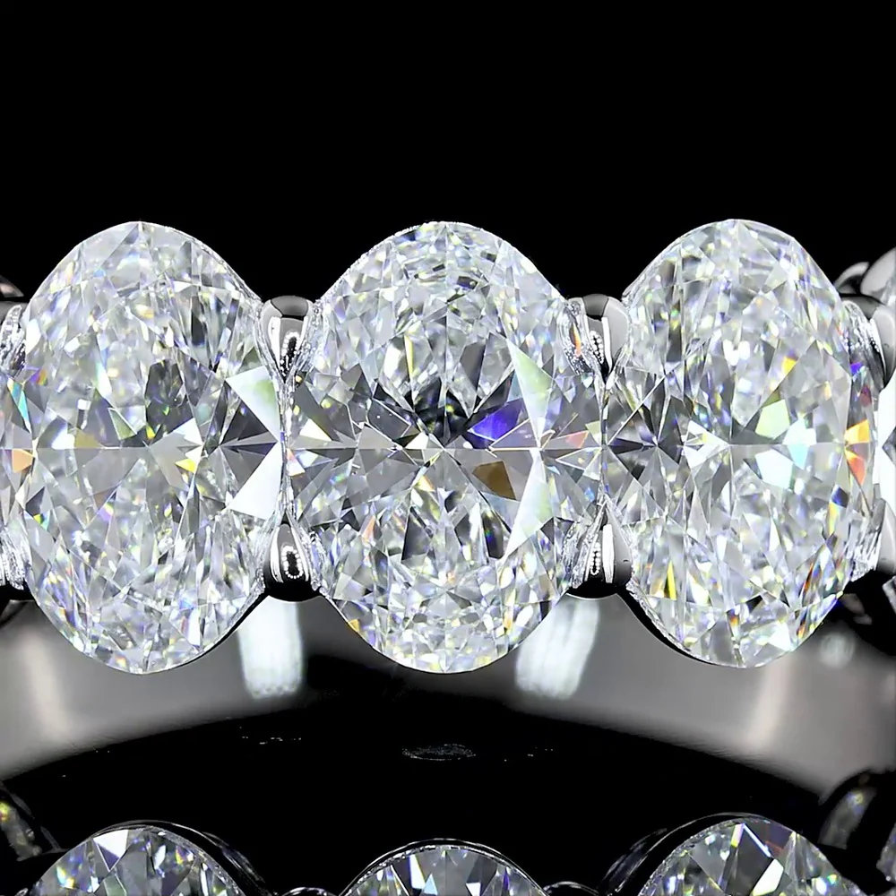 14K White Gold 3/4 Eternity Band with North-South Oval Lab Grown Diamonds - 3.99 Carats Total Weight, E-F Color VS Clarity - Covaloro Fine Jewelry - Image 2