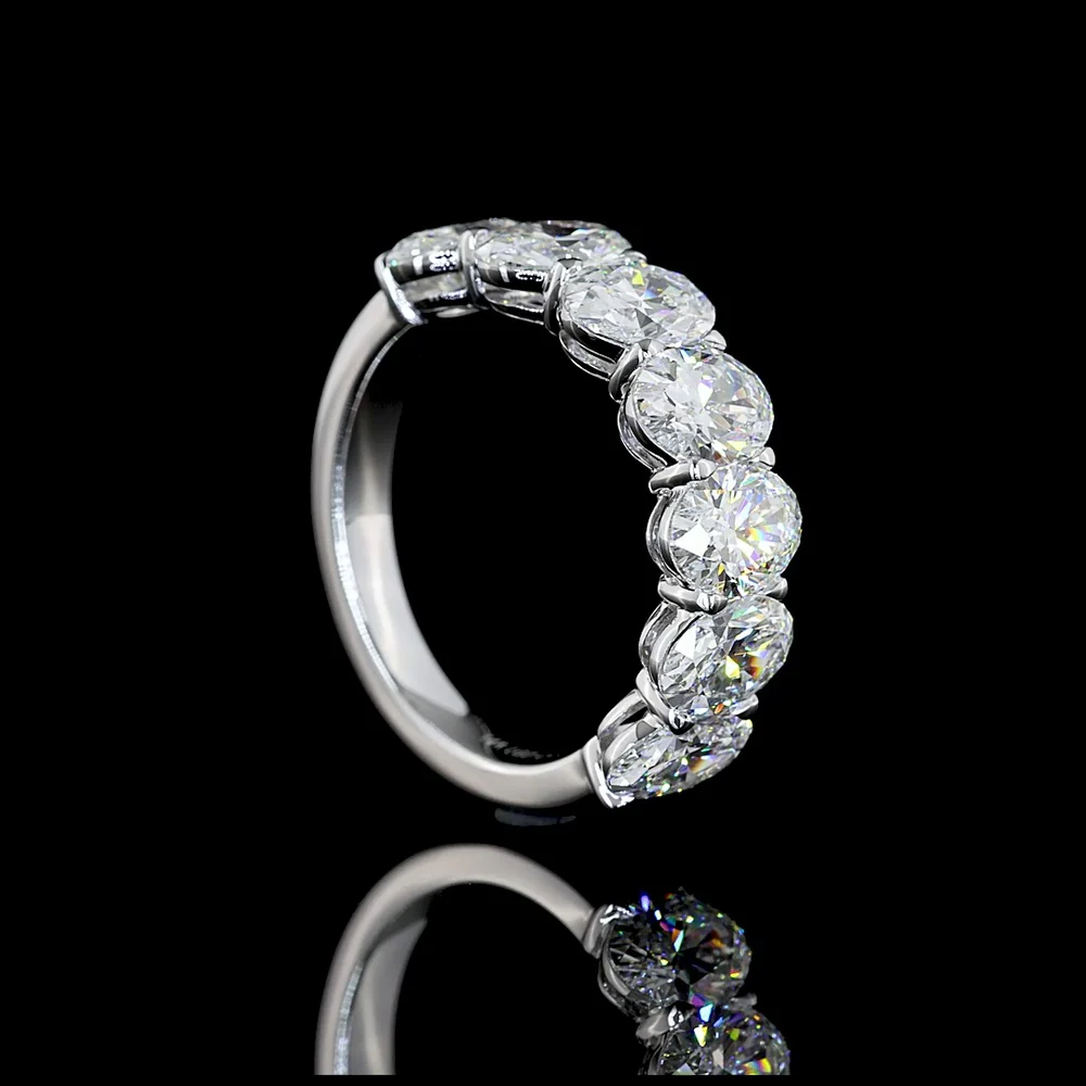 14K White Gold 3/4 Eternity Band with North-South Oval Lab Grown Diamonds - 3.99 Carats Total Weight, E-F Color VS Clarity - Covaloro Fine Jewelry - Image 3