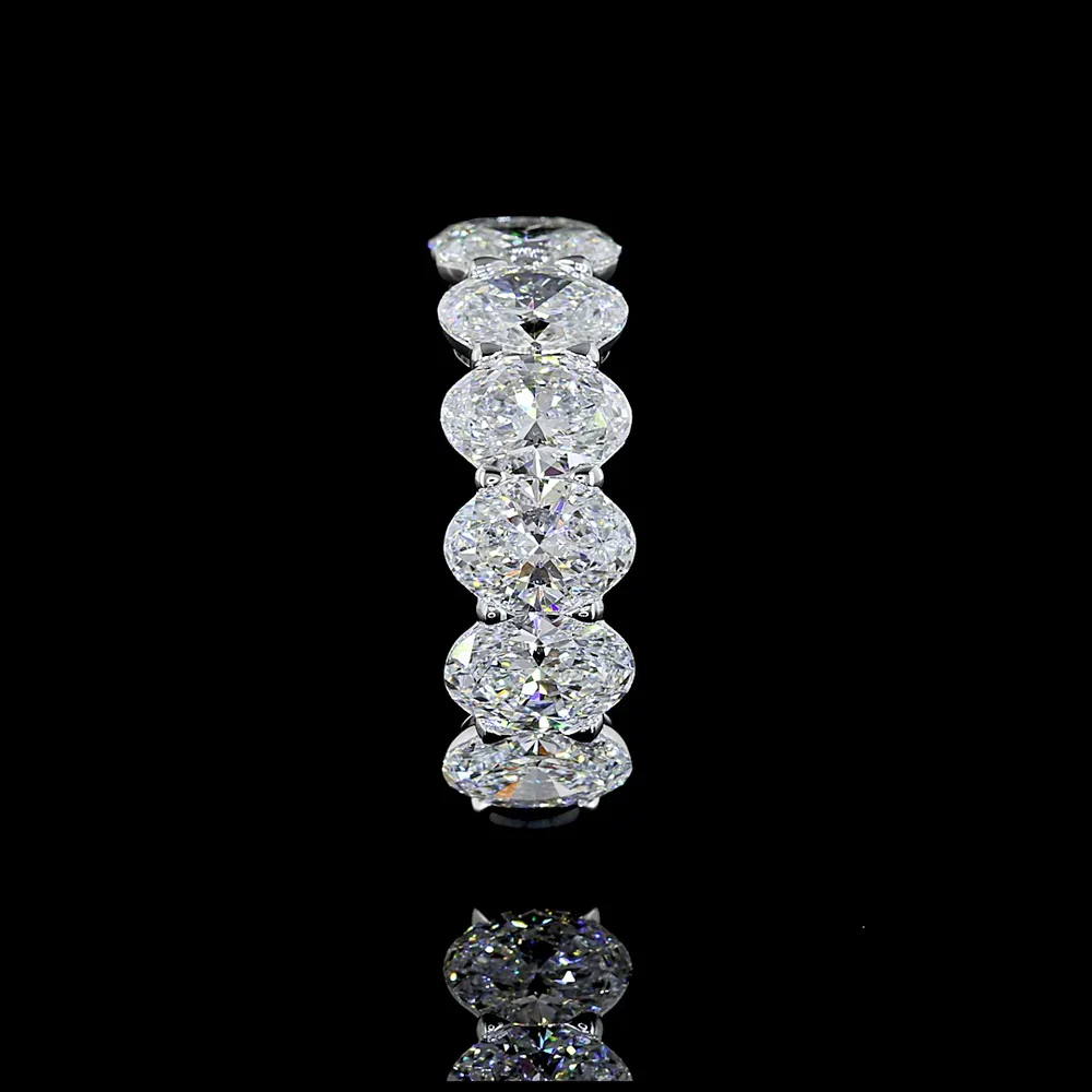 14K White Gold 3/4 Eternity Band with North-South Oval Lab Grown Diamonds - 3.99 Carats Total Weight, E-F Color VS Clarity - Covaloro Fine Jewelry - Image 4