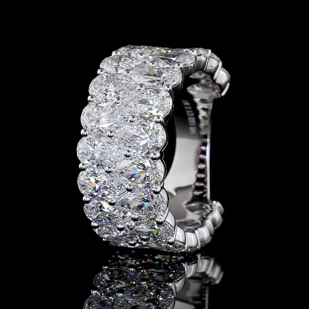 14K White Gold 3/4 Eternity Band with North-South Pear Shape Lab Diamonds - 7.87 Carats Total Diamond Weight - Covaloro Fine Jewelry - Image 4