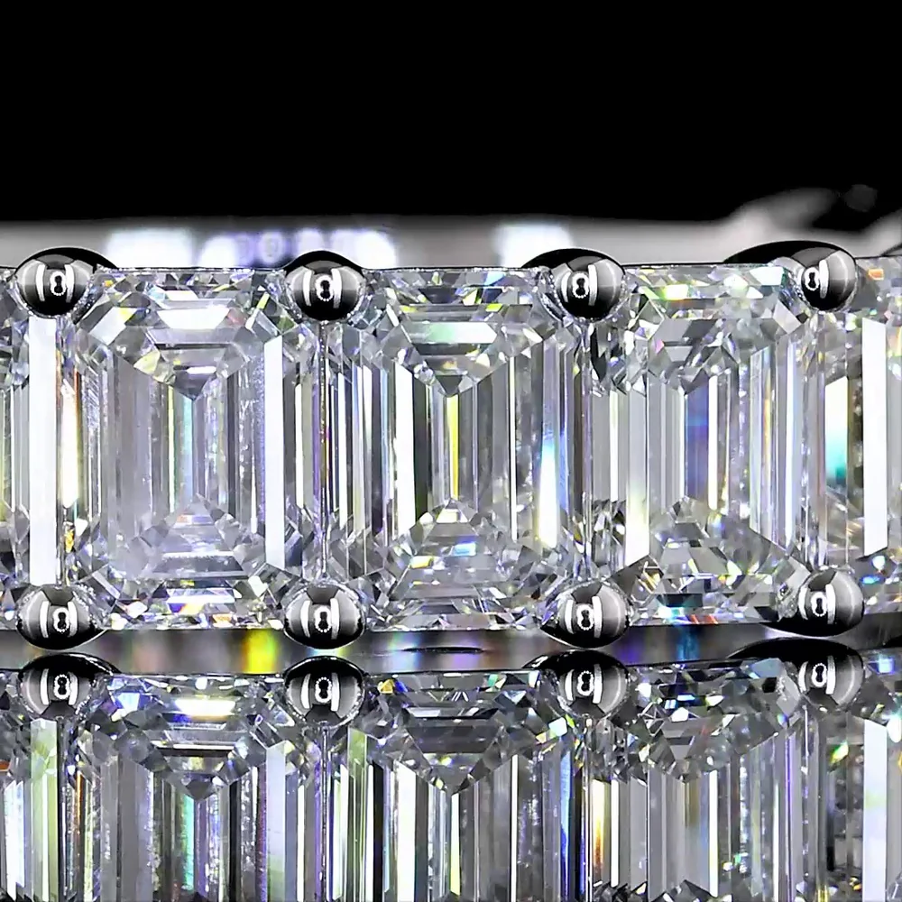 14K White Gold 3/4 Eternity Band with North-South Prong Set Emerald Cut Lab Diamonds - 3.29 Carats Total Diamond Weight - Covaloro Fine Jewelry - Image 2