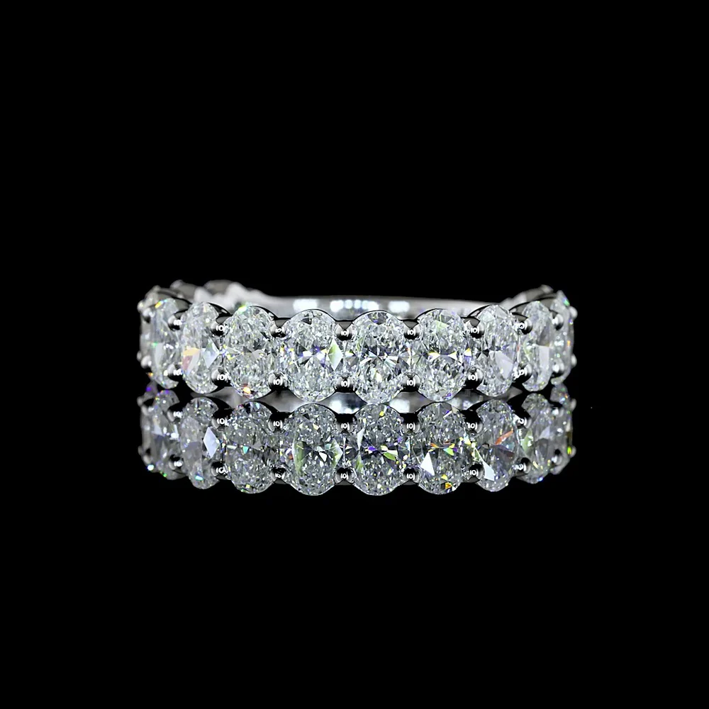 14K White Gold 3/4 Eternity Band with North-South Prong Set Oval Cut Lab Diamonds - 2.21 Carats Total Diamond Weight - Covaloro Fine Jewelry - Image 2