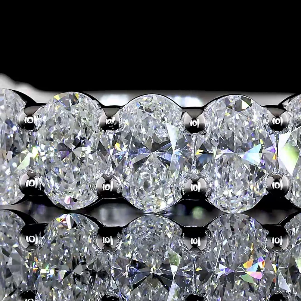 14K White Gold 3/4 Eternity Band with North-South Prong Set Oval Cut Lab Diamonds - 2.21 Carats Total Diamond Weight - Covaloro Fine Jewelry - Image 3
