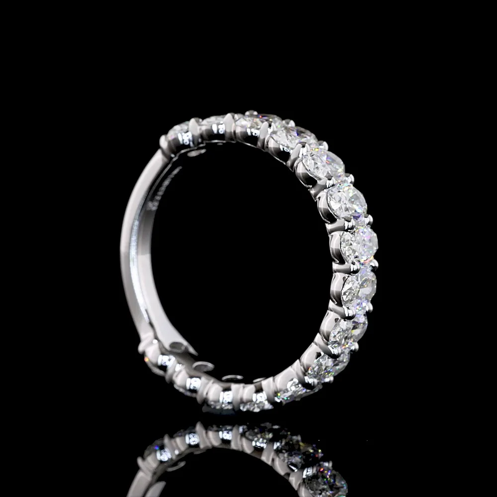 14K White Gold 3/4 Eternity Band with North-South Prong Set Oval Cut Lab Diamonds - 2.21 Carats Total Diamond Weight - Covaloro Fine Jewelry - Image 4