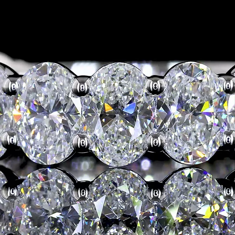 14K White Gold 3/4 Eternity Band with North-South Prong Set Oval Cut Lab Diamonds - 2.93 Carat Total Diamond Weight - Covaloro Fine Jewelry - Image 2