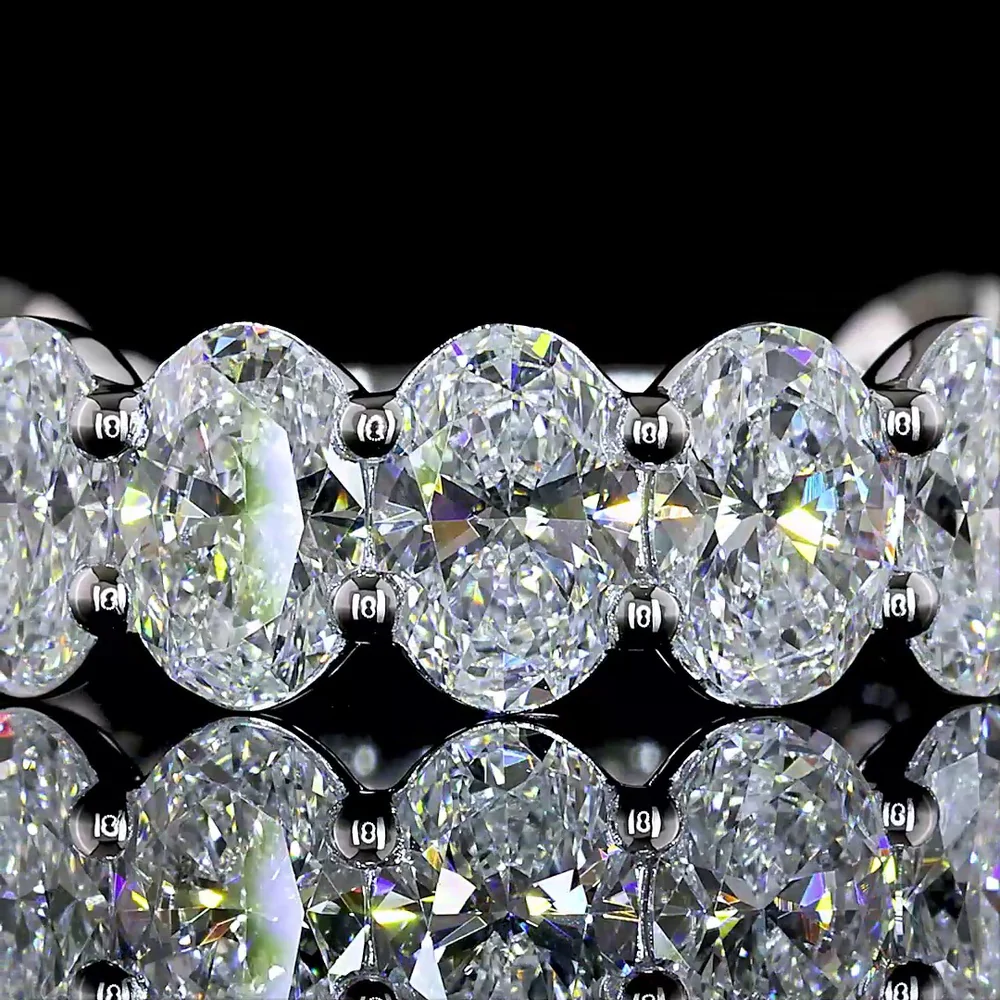 14K White Gold 3/4 Eternity Band with North-South Prong Set Oval Cut Lab Diamonds - 3.77 Carat Total Weight, E-F Color VS Clarity - Covaloro Fine Jewelry - Image 2