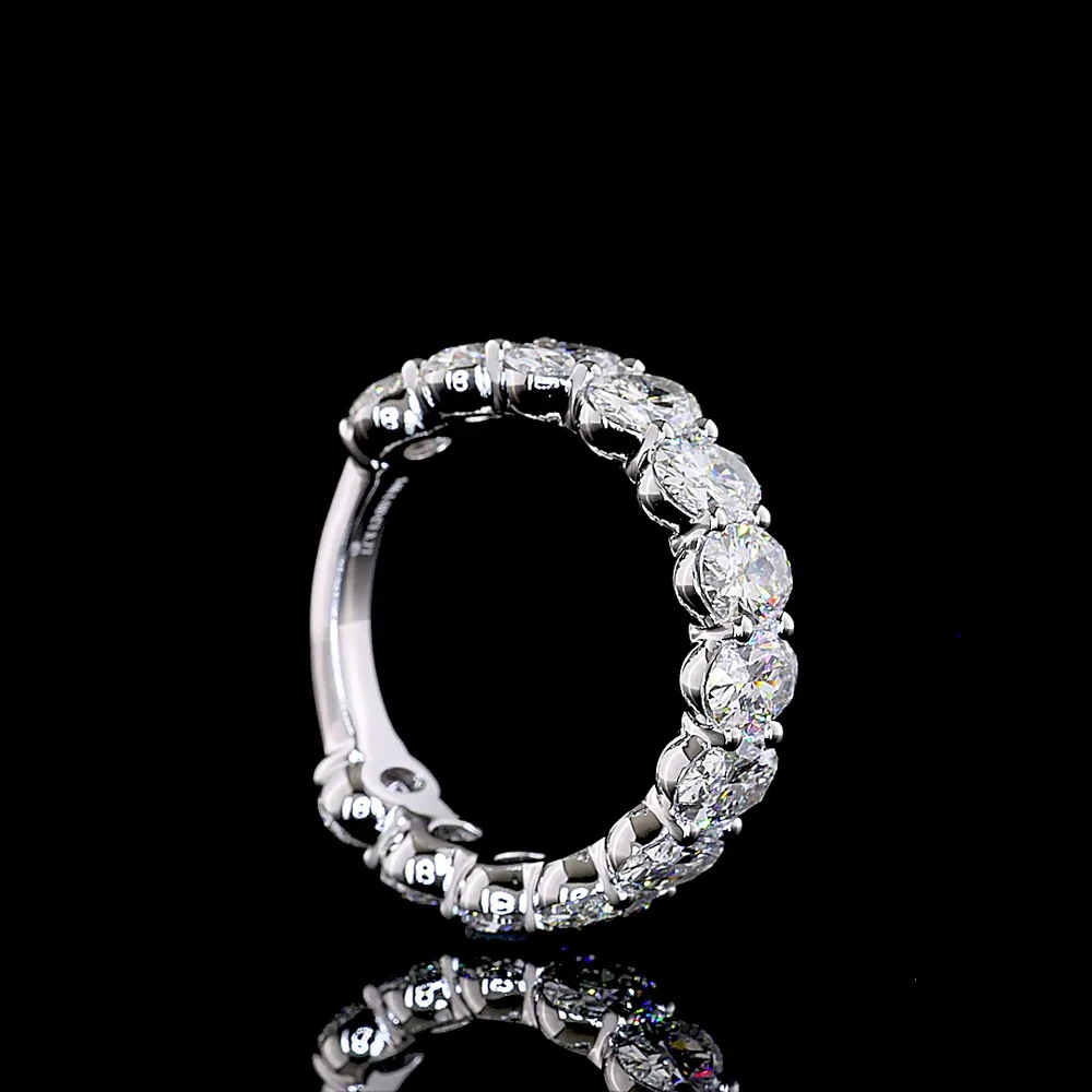 14K White Gold 3/4 Eternity Band with North-South Prong Set Oval Cut Lab Diamonds - 3.77 Carat Total Weight, E-F Color VS Clarity - Covaloro Fine Jewelry - Image 3