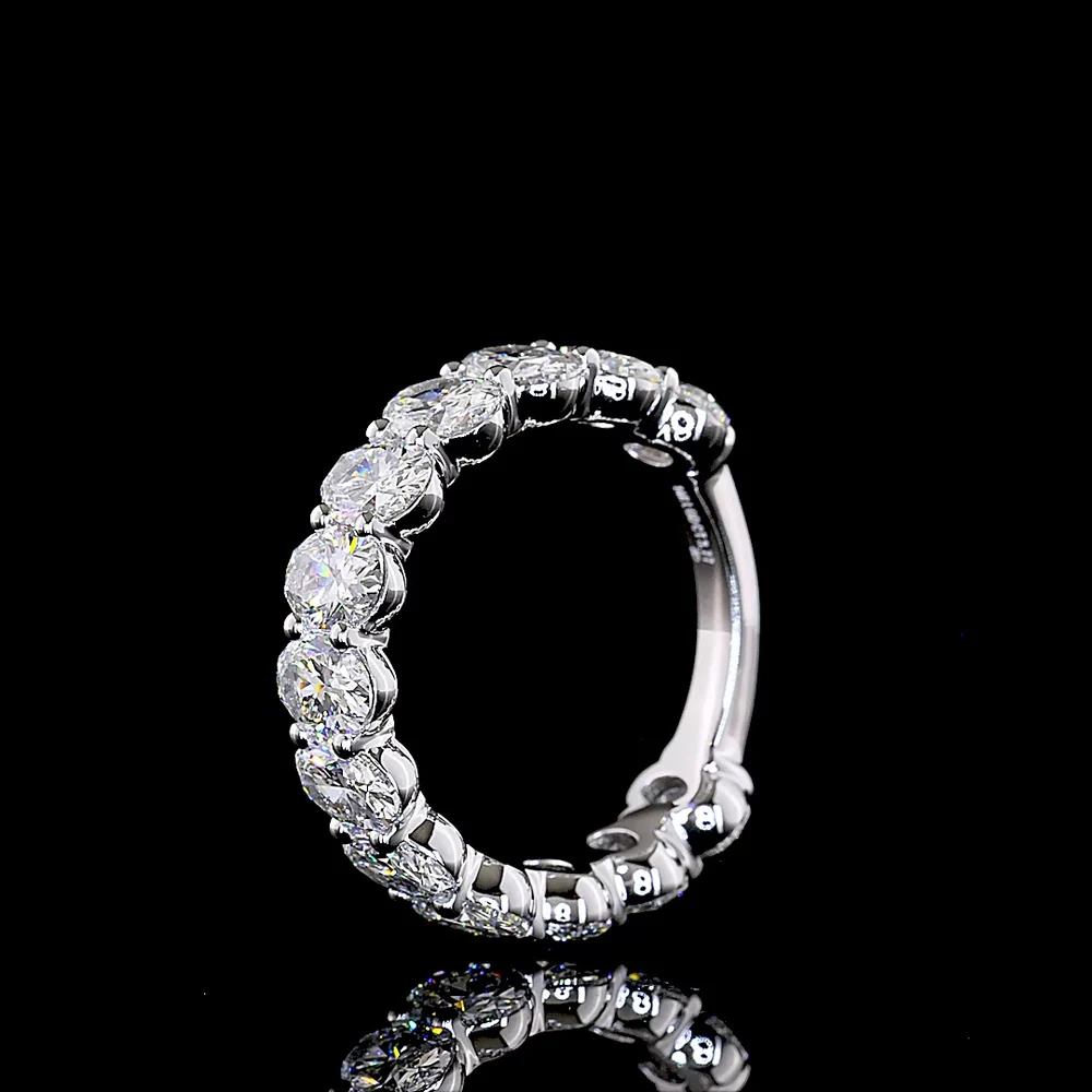 14K White Gold 3/4 Eternity Band with North-South Prong Set Oval Cut Lab Diamonds - 3.77 Carat Total Weight, E-F Color VS Clarity - Covaloro Fine Jewelry - Image 4