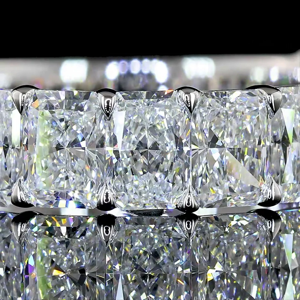 14K White Gold 3/4 Eternity Band with North-South Prong Set Radiant Cut Lab Diamonds - 3.21 Carats Total Diamond Weight - Covaloro Fine Jewelry - Image 2