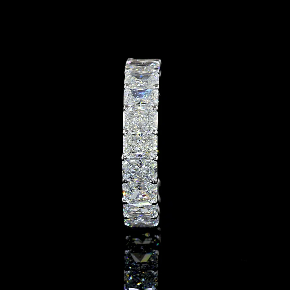 14K White Gold 3/4 Eternity Band with North-South Prong Set Radiant Cut Lab Diamonds - 3.21 Carats Total Diamond Weight - Covaloro Fine Jewelry - Image 3
