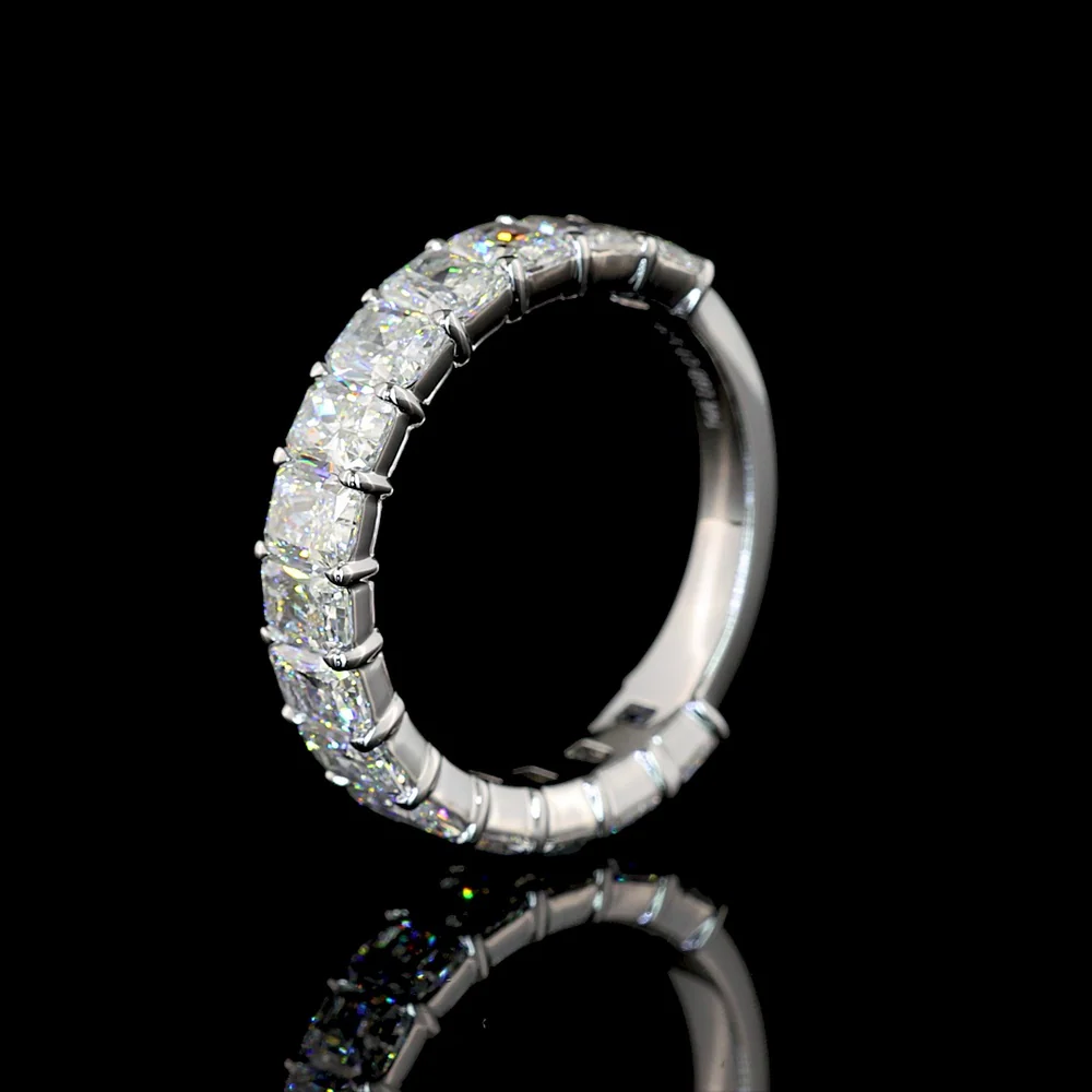 14K White Gold 3/4 Eternity Band with North-South Prong Set Radiant Cut Lab Diamonds - 3.21 Carats Total Diamond Weight - Covaloro Fine Jewelry - Image 4