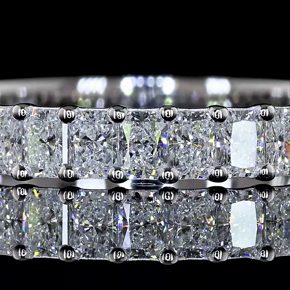 14K White Gold 3/4 Eternity Band with North-South Prong Set Radiant Cut Natural Diamonds - 1.00 Carat Total Diamond Weight - Covaloro Fine Jewelry - Image 2