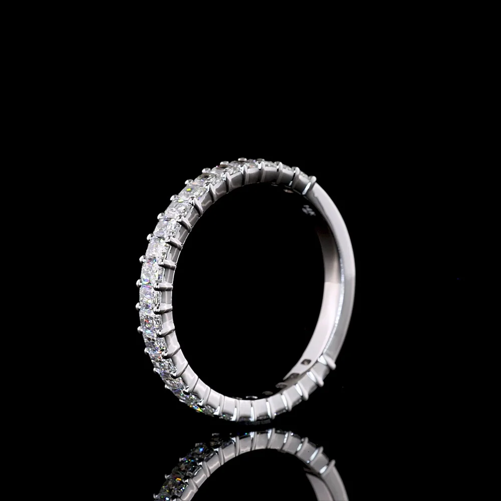 14K White Gold 3/4 Eternity Band with North-South Prong Set Radiant Cut Natural Diamonds - 1.00 Carat Total Diamond Weight - Covaloro Fine Jewelry - Image 4