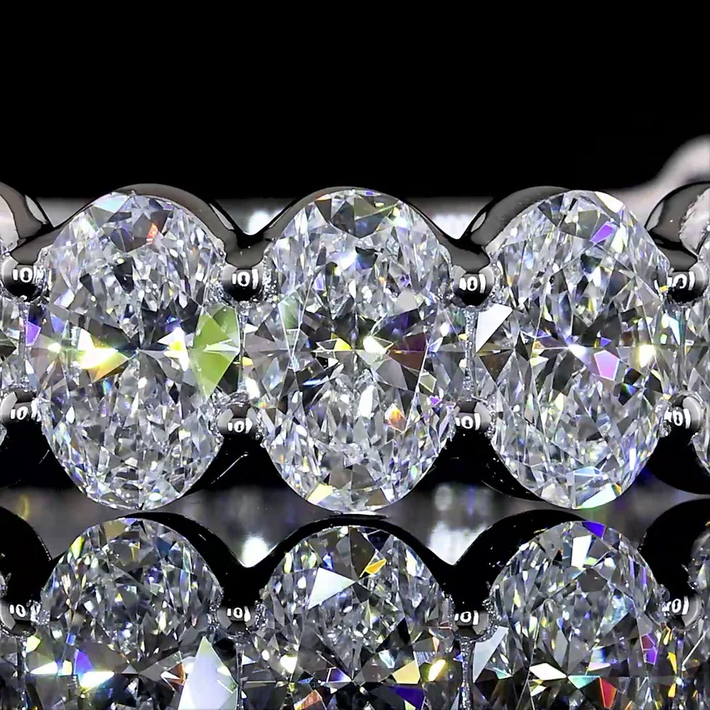 14K White Gold 3/4 Eternity Band with North-South U-Prong Set Oval Cut Lab Diamonds - 2.98 Carat Total Weight - Covaloro Fine Jewelry - Image 2