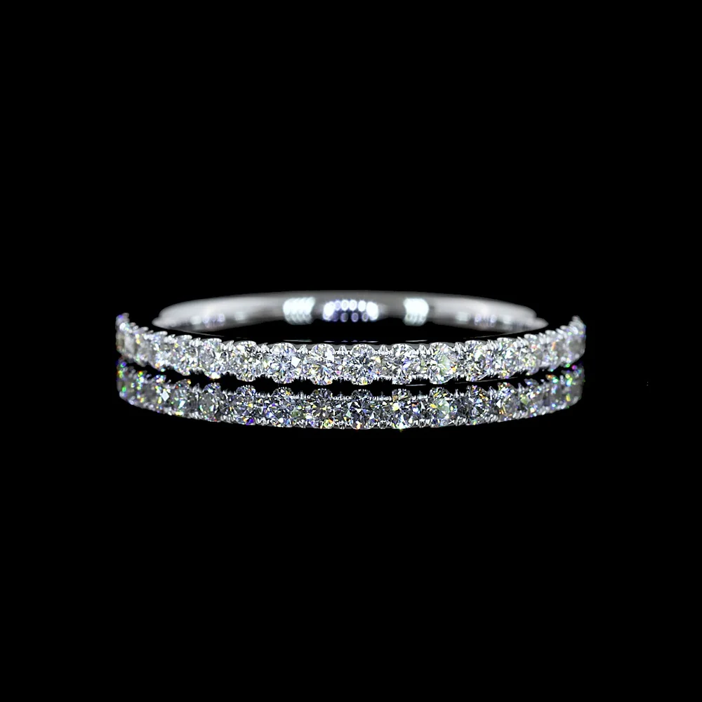 14K White Gold 3/4 Eternity Band with Pave Set Round Lab Diamonds - 0.34 Total Carat Weight - Covaloro Fine Jewelry