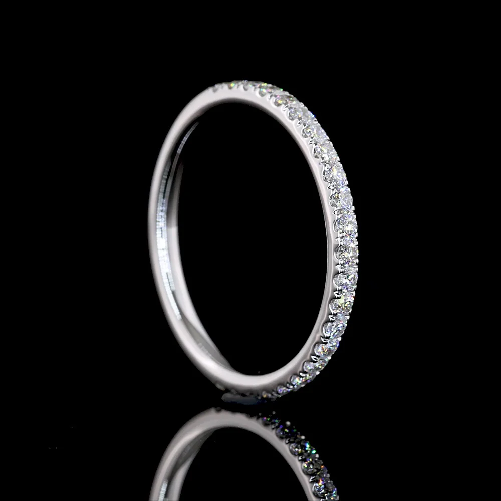14K White Gold 3/4 Eternity Band with Pave Set Round Lab Diamonds - 0.34 Total Carat Weight - Covaloro Fine Jewelry - Image 3