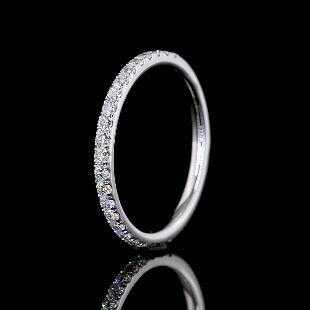 14K White Gold 3/4 Eternity Band with Pave Set Round Lab Diamonds - 0.34 Total Carat Weight - Covaloro Fine Jewelry - Image 4