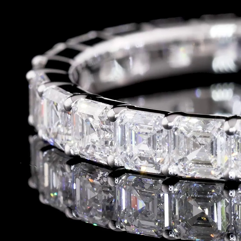 14K White Gold 3/4 Eternity Band with Prong Set Asscher Cut Lab Diamonds - 1.57 Total Carat Weight - Covaloro Fine Jewelry - Image 2