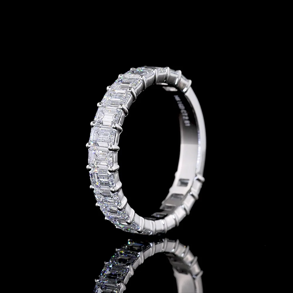 14K White Gold 3/4 Eternity Band with Prong Set Emerald Cut Lab Diamonds - 19 Stones, 2.65 Total Carat Weight, E-F Color VS Clarity - Covaloro Fine Jewelry - Image 4