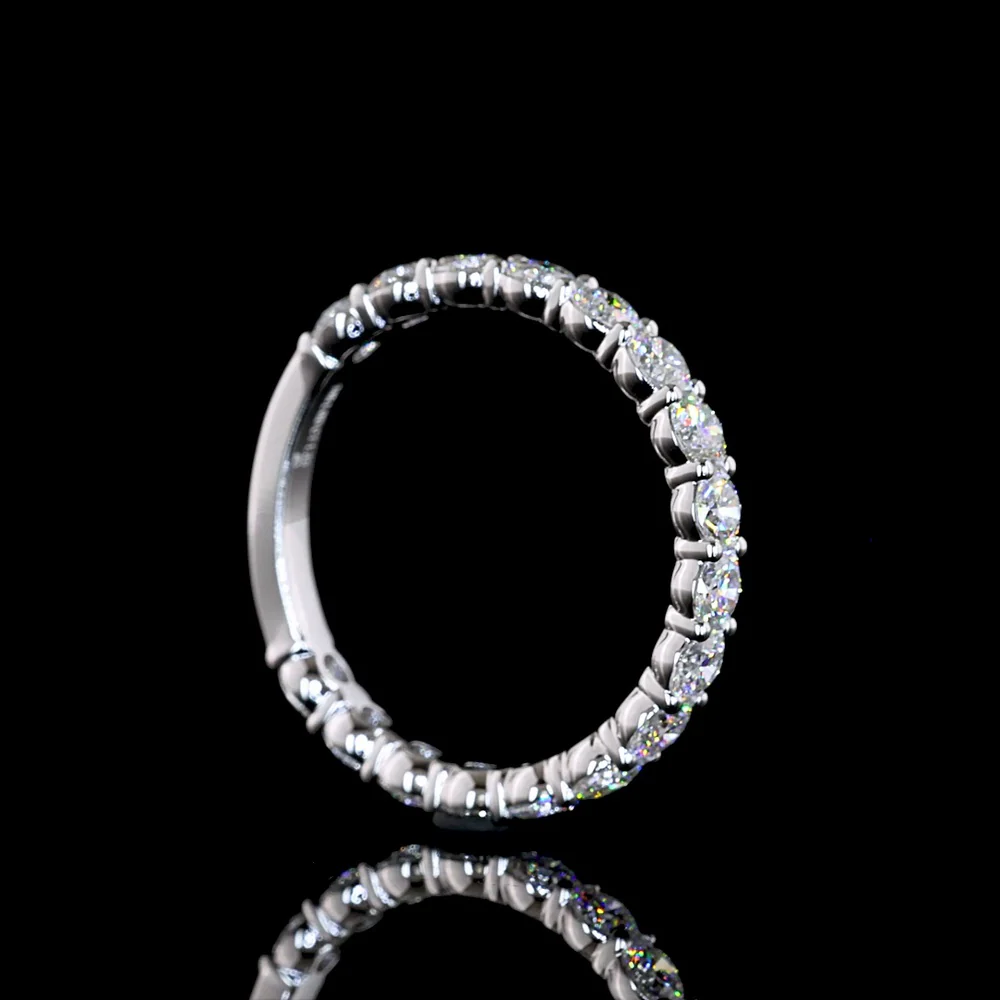 14K White Gold 3/4 Eternity Band with Prong Set Round Lab Diamonds - 1.38 Carat Total Weight - Covaloro Fine Jewelry - Image 3