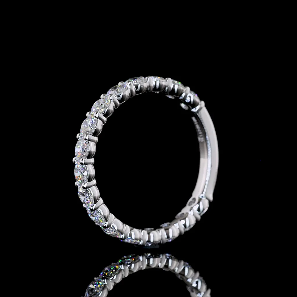 14K White Gold 3/4 Eternity Band with Prong Set Round Lab Diamonds - 1.38 Carat Total Weight - Covaloro Fine Jewelry - Image 4