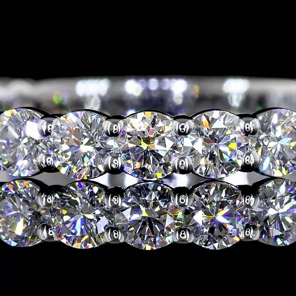 14K White Gold 3/4 Eternity Band with Prong Set Round Lab-Grown Diamonds - 1.04 Carat Total Weight (E-F Color, VS Clarity) - Covaloro Fine Jewelry - Image 2