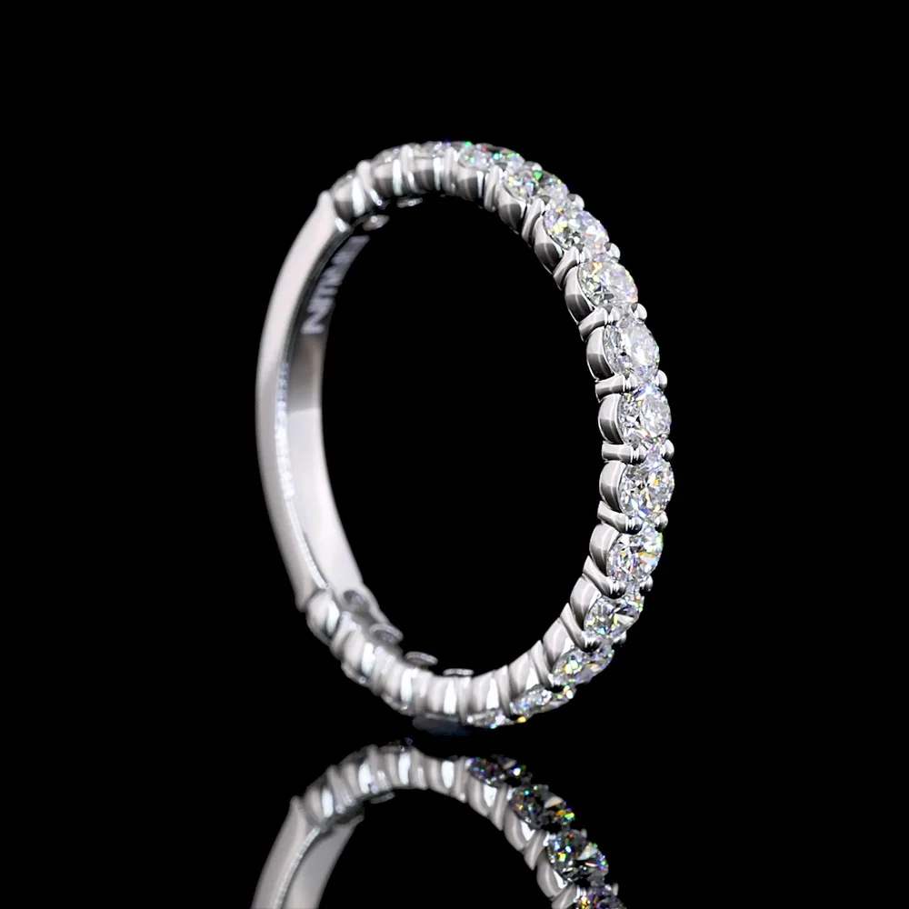 14K White Gold 3/4 Eternity Band with Prong Set Round Lab-Grown Diamonds - 1.04 Carat Total Weight (E-F Color, VS Clarity) - Covaloro Fine Jewelry - Image 3