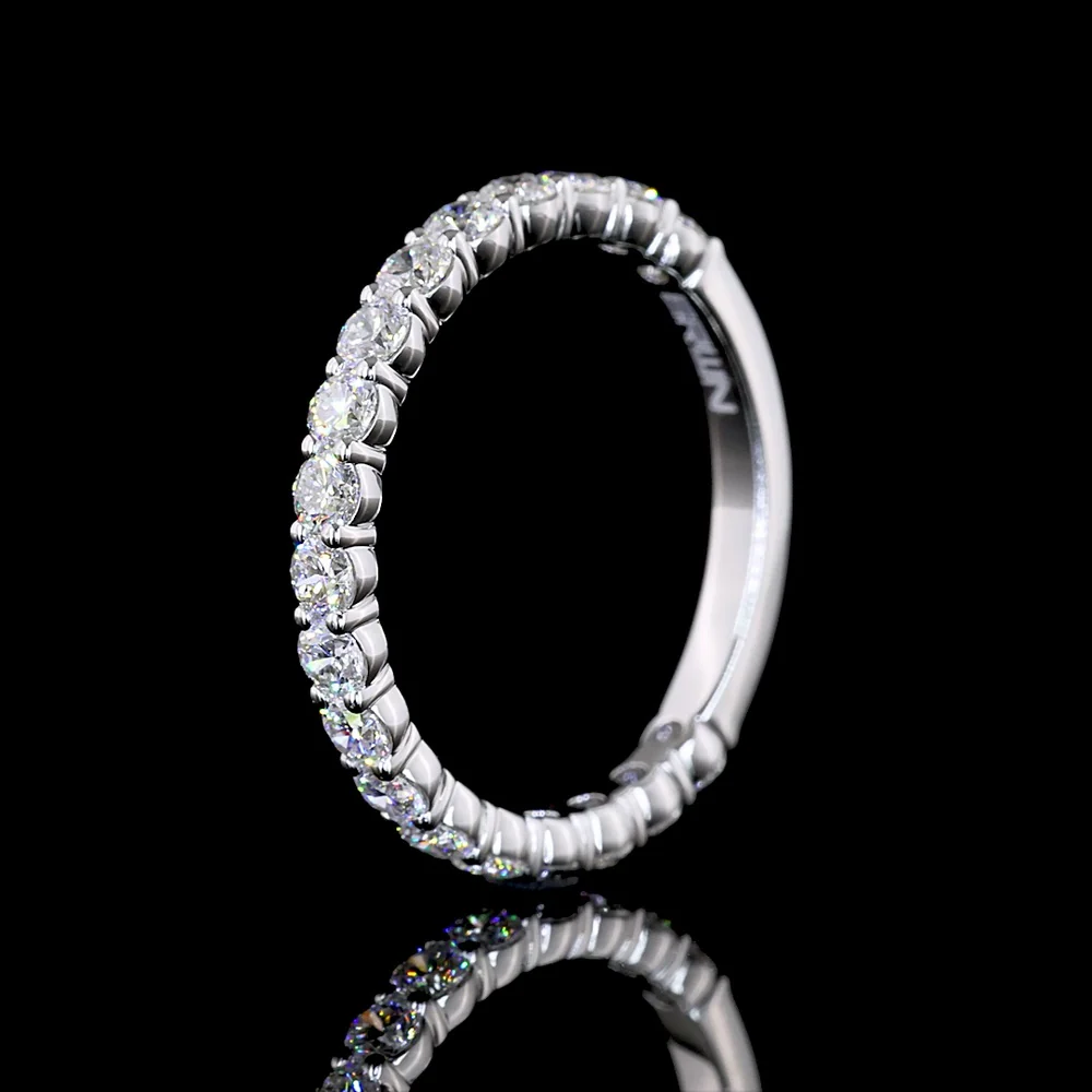 14K White Gold 3/4 Eternity Band with Prong Set Round Lab-Grown Diamonds - 1.04 Carat Total Weight (E-F Color, VS Clarity) - Covaloro Fine Jewelry - Image 4