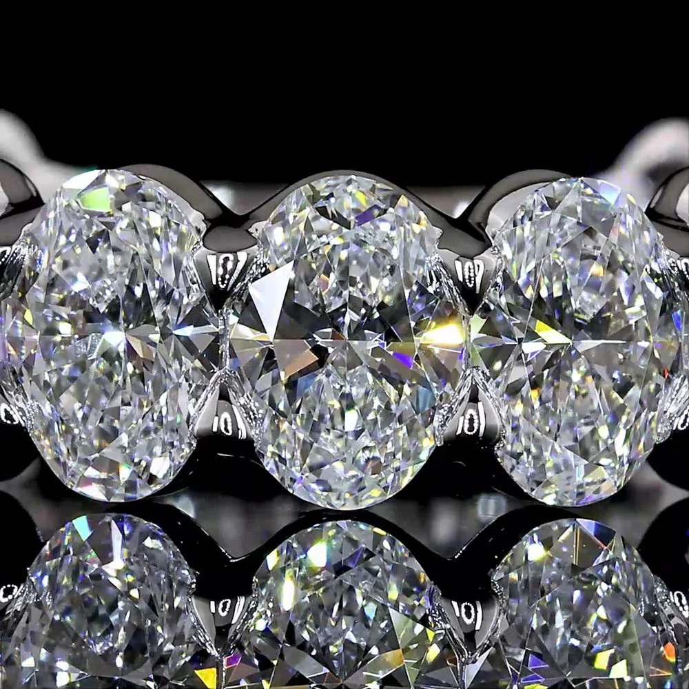14K White Gold 3/4 Eternity Band with U-Prong Set North-South Oval Lab Diamonds - 4.66 Carat Total Weight - Covaloro Fine Jewelry - Image 2