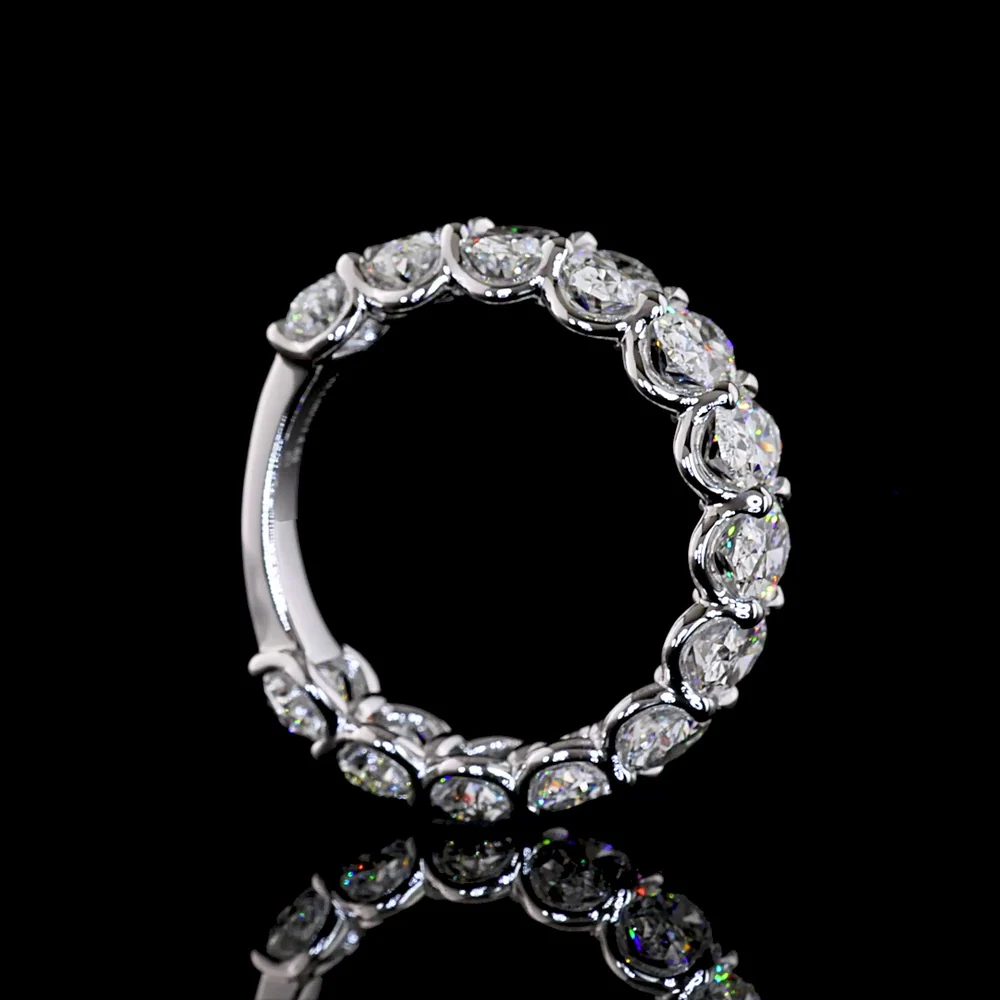 14K White Gold 3/4 Eternity Band with U-Prong Set North-South Oval Lab Diamonds - 4.66 Carat Total Weight - Covaloro Fine Jewelry - Image 3