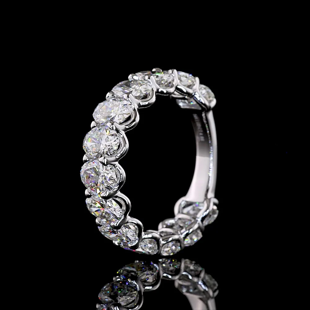 14K White Gold 3/4 Eternity Band with U-Prong Set North-South Oval Lab Diamonds - 4.66 Carat Total Weight - Covaloro Fine Jewelry - Image 4